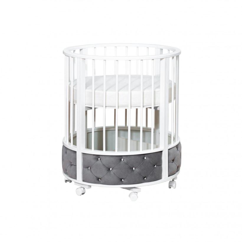 Кровать Островок уюта EVA декор VIP (велюр, стразы) поперечный маятник, колесо, цвет серый