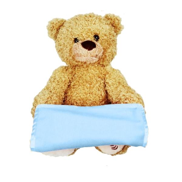 Интерактивный плюшевый мишка 1Toy играет в прятки, голубое одеяло арт.Т13784