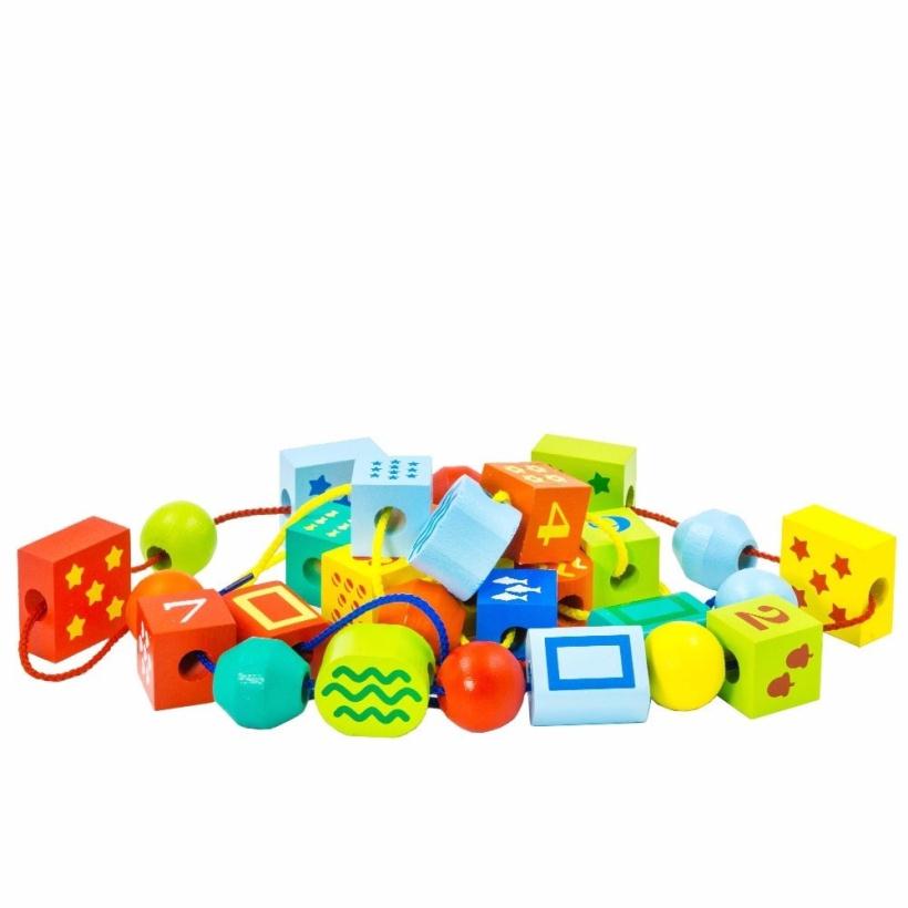 Конструктор деревянный Шнуровочка с цифрами 30 деталей