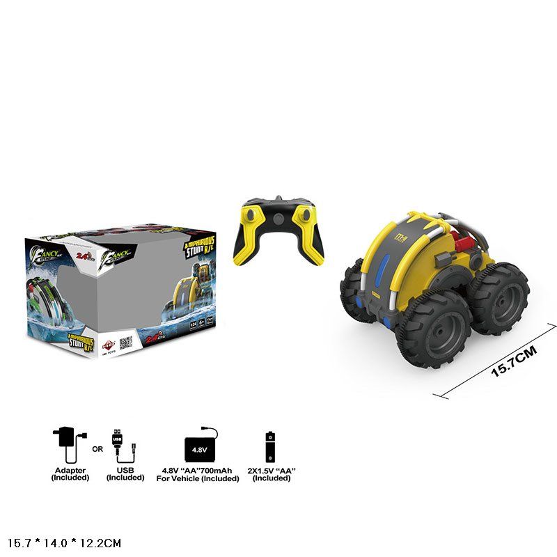 Машина-перевертыш р/у 1:24, на аккумуляторе 15.7х14х12.2см арт.AH041636