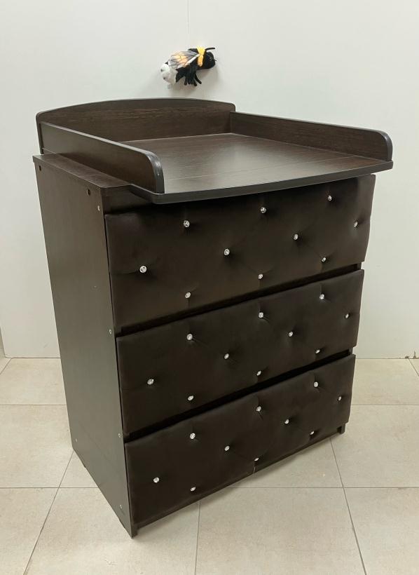 Комод Островок уюта ЕVА «VIP» съемный пеленальный стол, декор велюр, стразы, венге