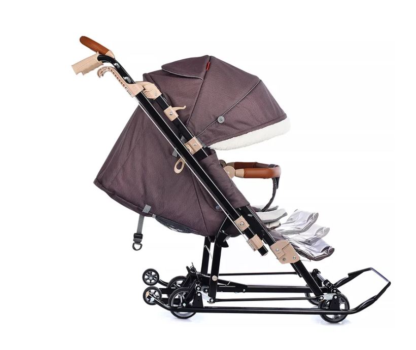 Санки коляска Ника детям НД7-8K в елочку коричневый