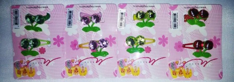 Резинка д/волос "Вишенки" 1шт + заколка 1 шт в уп.