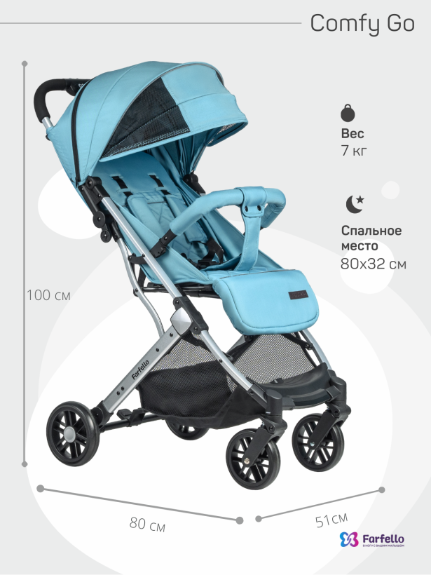 Коляска прогулочная Farfello Comfy Go Smoke mint