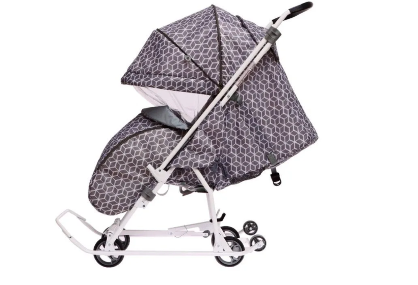 Санки-коляска Nika Наши детки серый с ромбиками НДТ3-1К/4