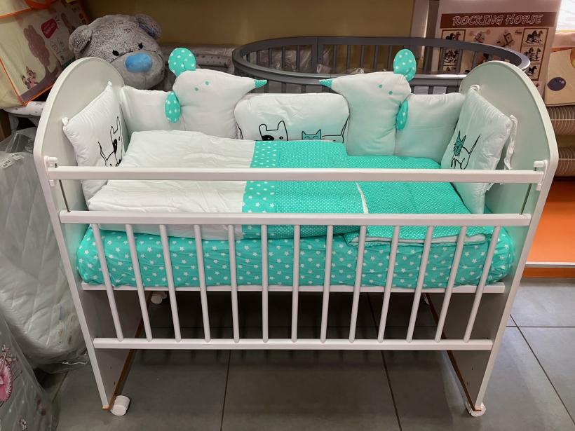 Кровать Белуччи колесо, качалка, цвет белый