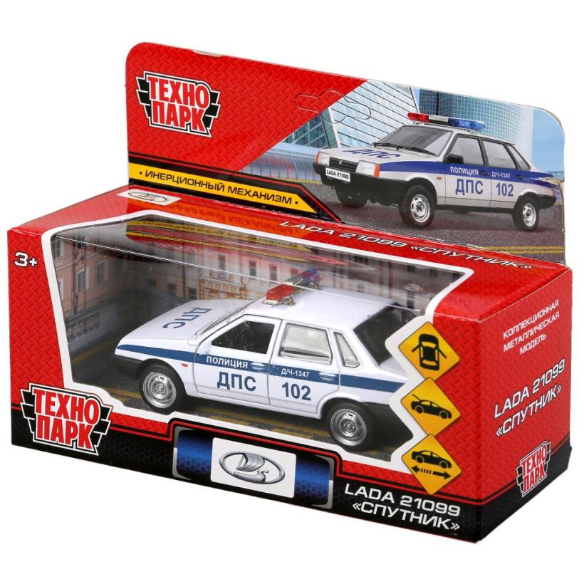 Инерционная металлическая модель - Полиция LADA-21099 Спутник 12 см, белая арт.21099-12POL-WH