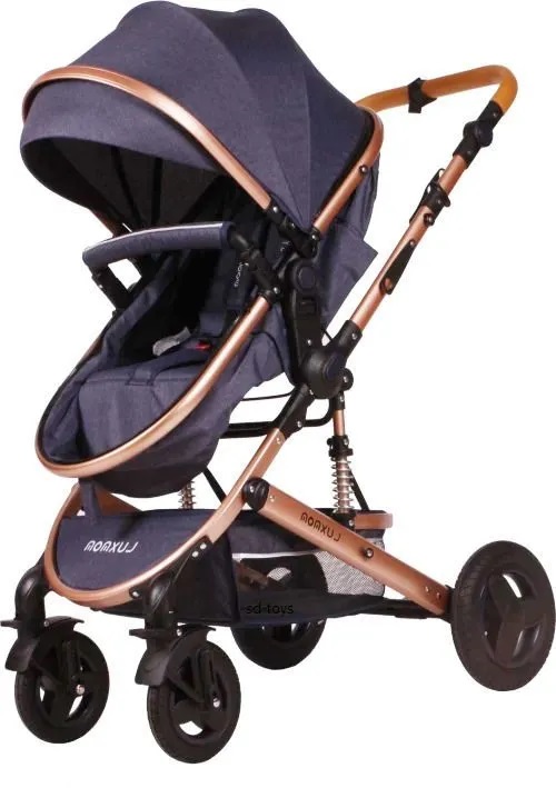 Коляска-трансформер Luxmom 530-W 3 в 1 джинсовый синий