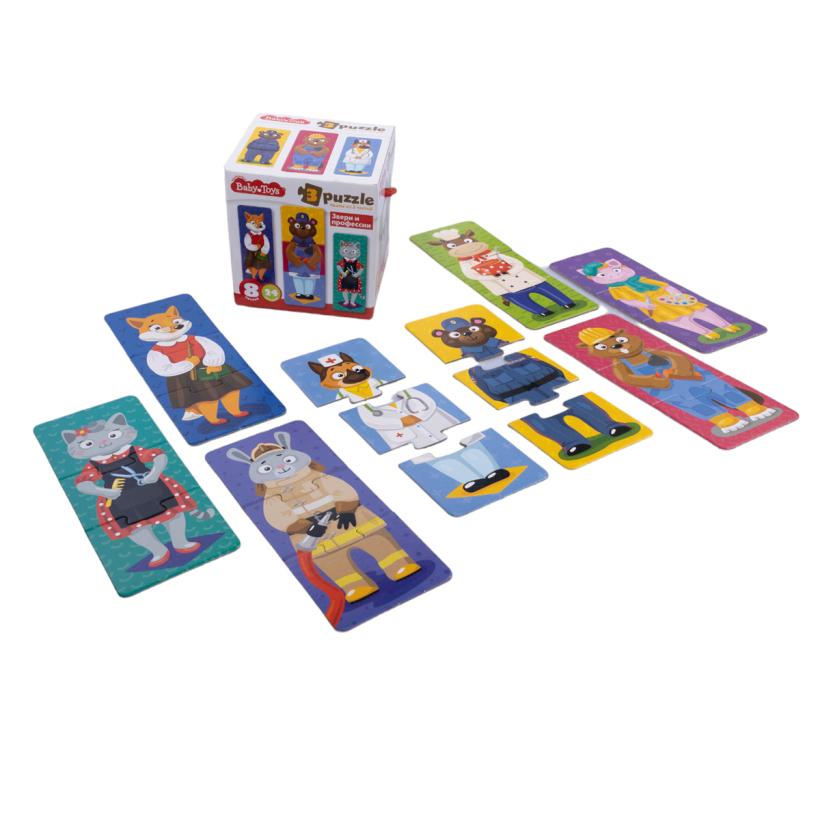 Пазлы тройные Baby Toys Звери и профессии 24 элемента