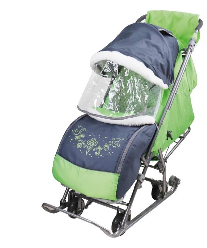 Санки-коляска Nika Наши детки 4-1 серый с зеленым арт.НДТ4-1/1