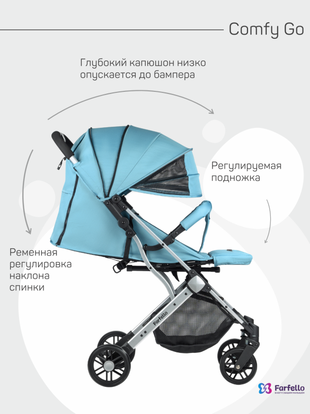 Коляска прогулочная Farfello Comfy Go Smoke mint