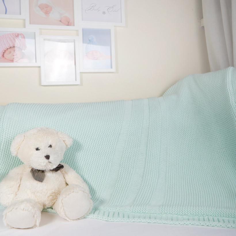 Плед детский BAMBOLA 90*90 см вязанный двухсторонний мятный