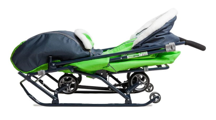 Санки-коляска Nika Наши детки 4-1 серый с зеленым арт.НДТ4-1/1