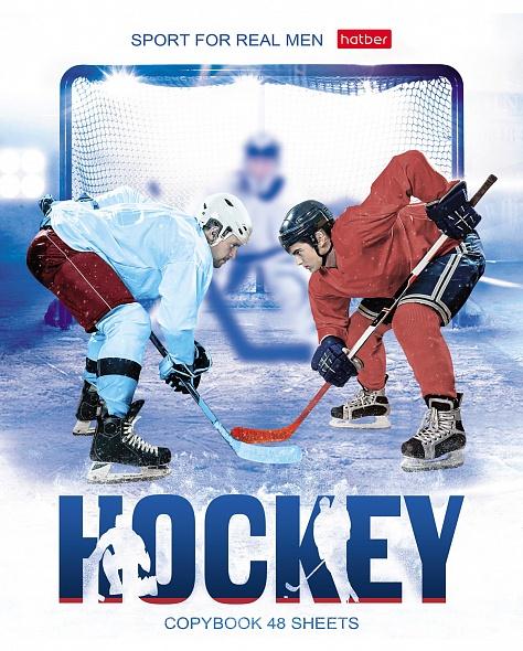 Тетрадь А5 40л Хоккей клетка, офсет, на скобе, обложка мелованный картон