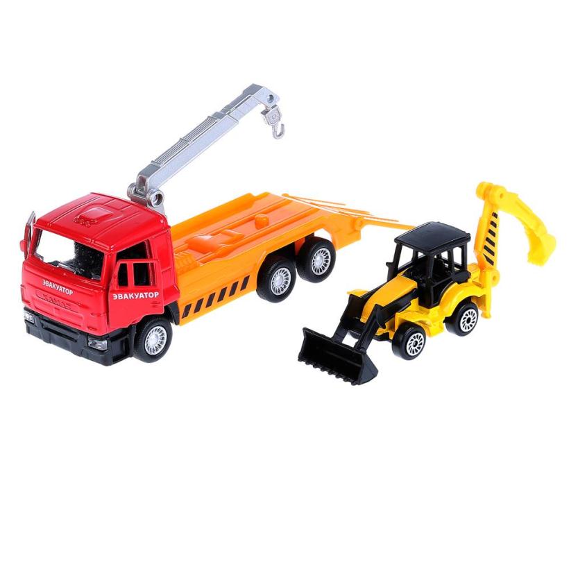 Машина Технопарк Камаз эвакуатор 12 см и погрузчик экскаватор 7,5 см арт.SB-17-24-L-WB