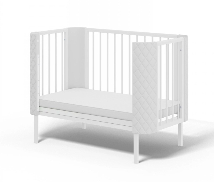 Детская кроватка с маятником Млада Премиум белый (экокожа)