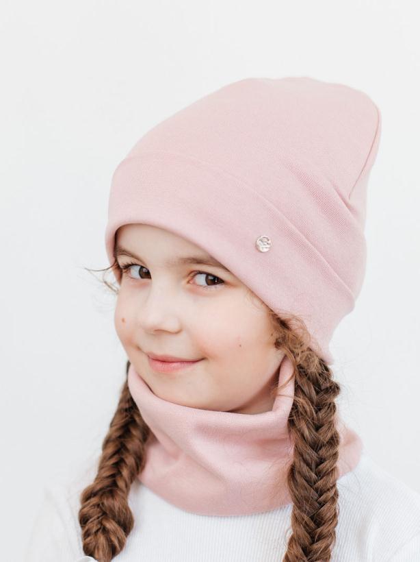 Шапка "Ксюша" р.46-52, двойная, цвет пудра