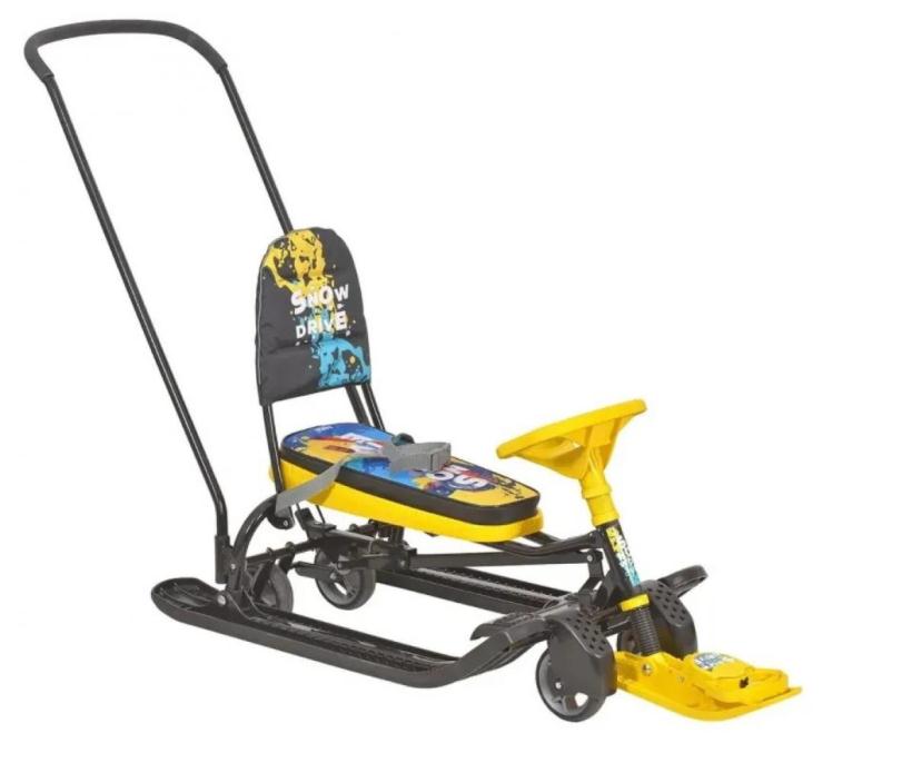 Снегокат Ника Тимка Спорт 6 с колесами зимний спорт черный каркас ТС6