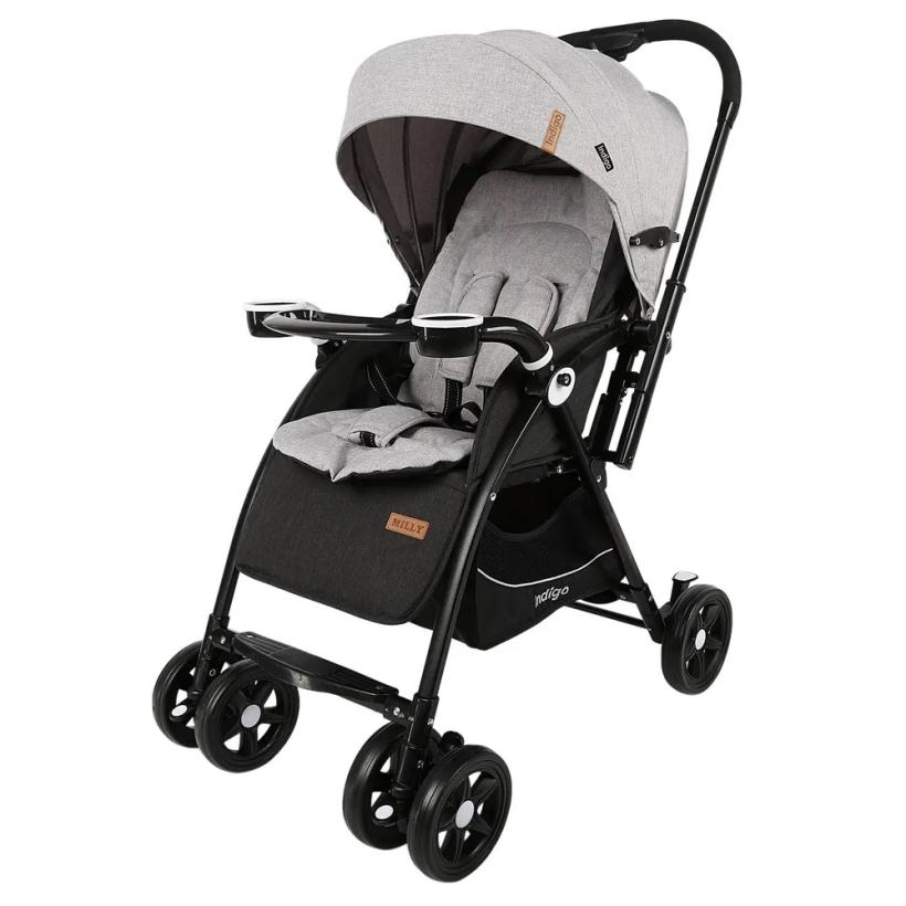 Прогулочная коляска с перекидной ручкой Indigo Milly светло-серый