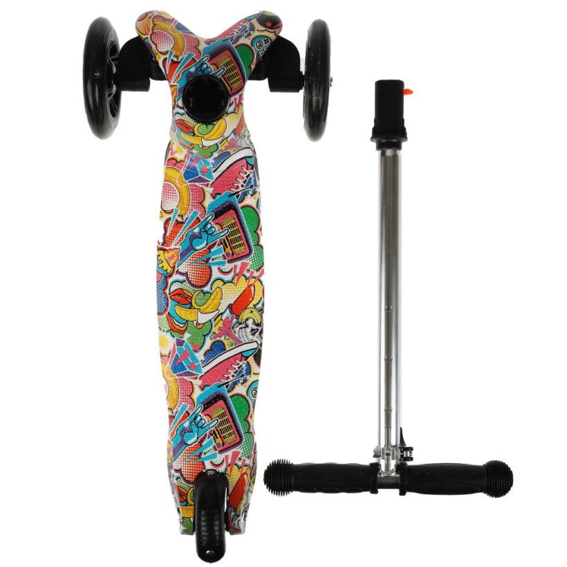 Самокат 3-х колесный "Next" управление наклоном, колеса светятся, принт арт.JP-MG-02B-WTP1_N22