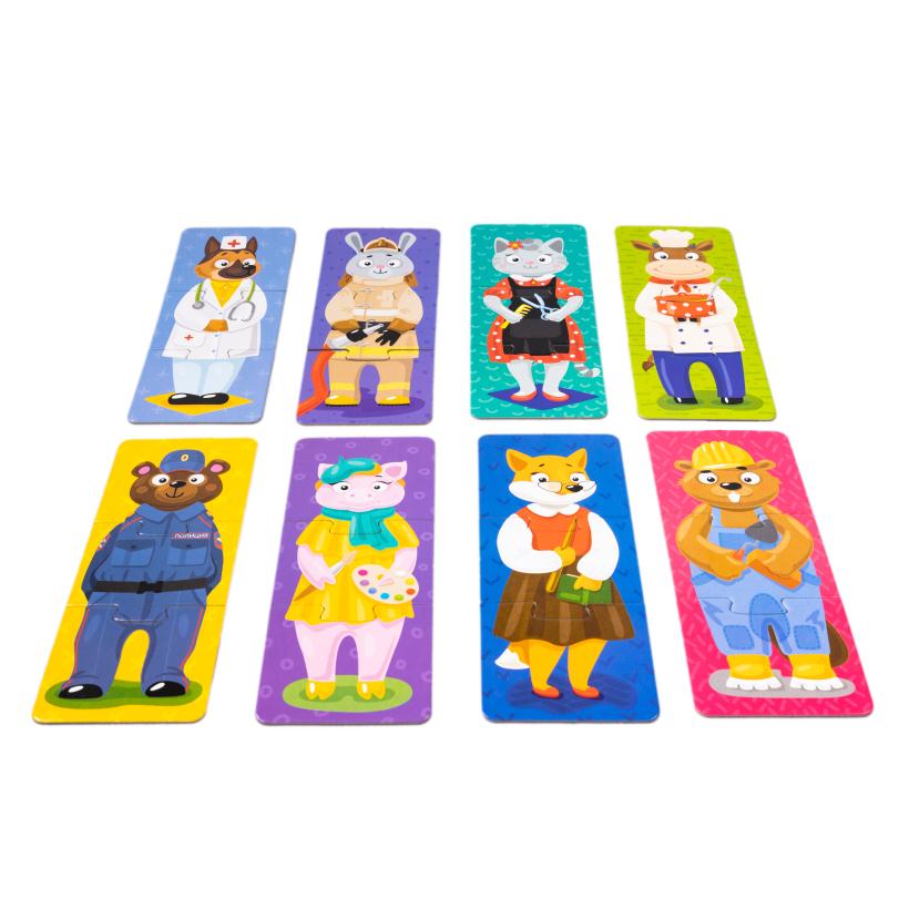 Пазлы тройные Baby Toys Звери и профессии 24 элемента