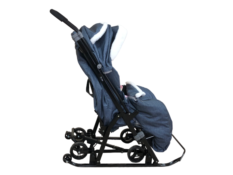 Санки-коляска Galaxy kids 1-1 Plus лен серо-зеленый