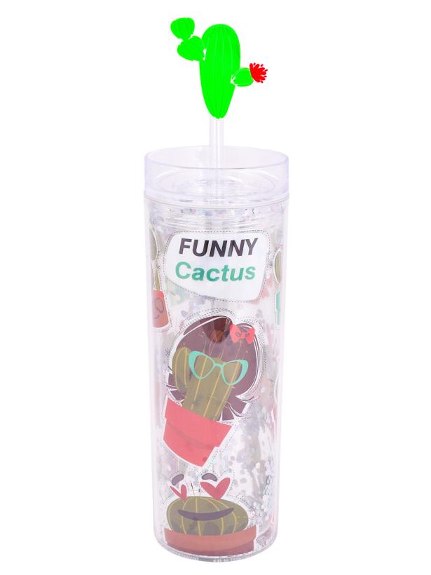 Стакан с трубочкой "Миленд" Кактусы 400 мл арт.СП-5873