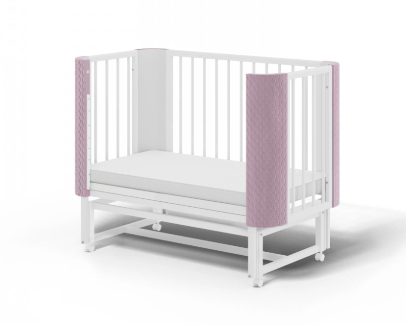 Детская кроватка с маятником Млада Фаворит розовый (велюр)