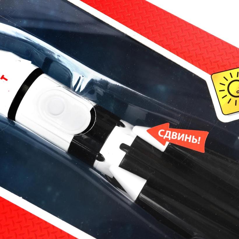 Модель металл свет-звук ракета высота 18 см, люк, бело-черный