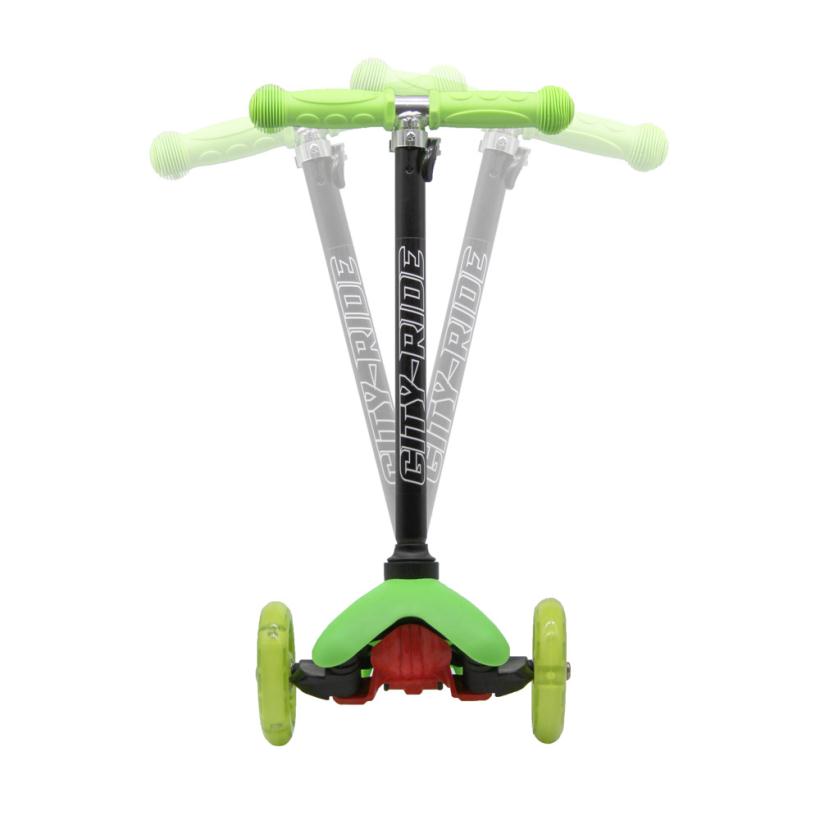 Самокат City-Ride XD4 с регулируемой металлической ручкой, колеса светятся, зеленый