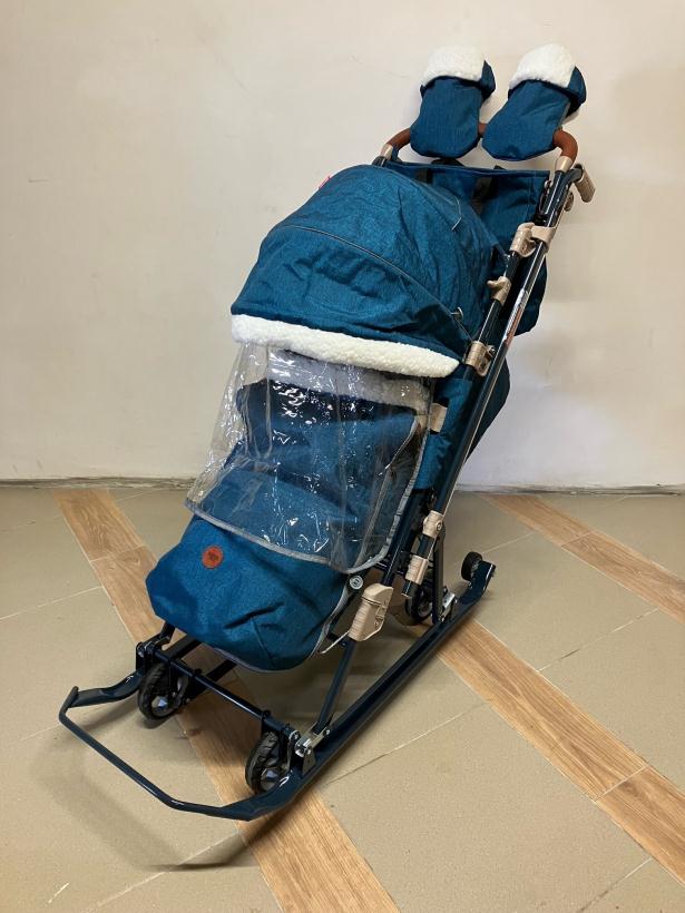 Санки коляска Ника Детям НД7-8K синий меланж