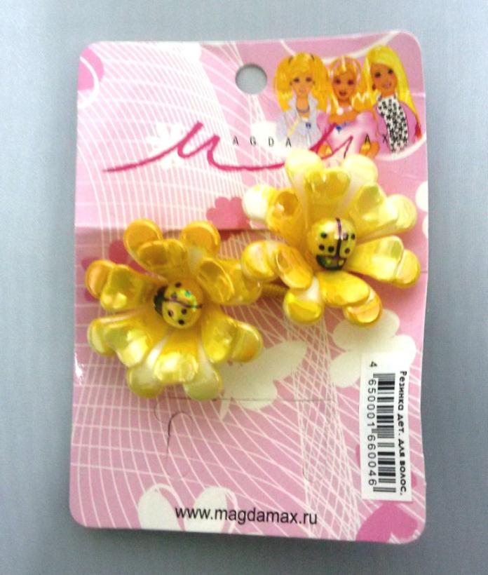 Резинки д/волос "Цветочки - божьи коровки" 1шт в уп.
