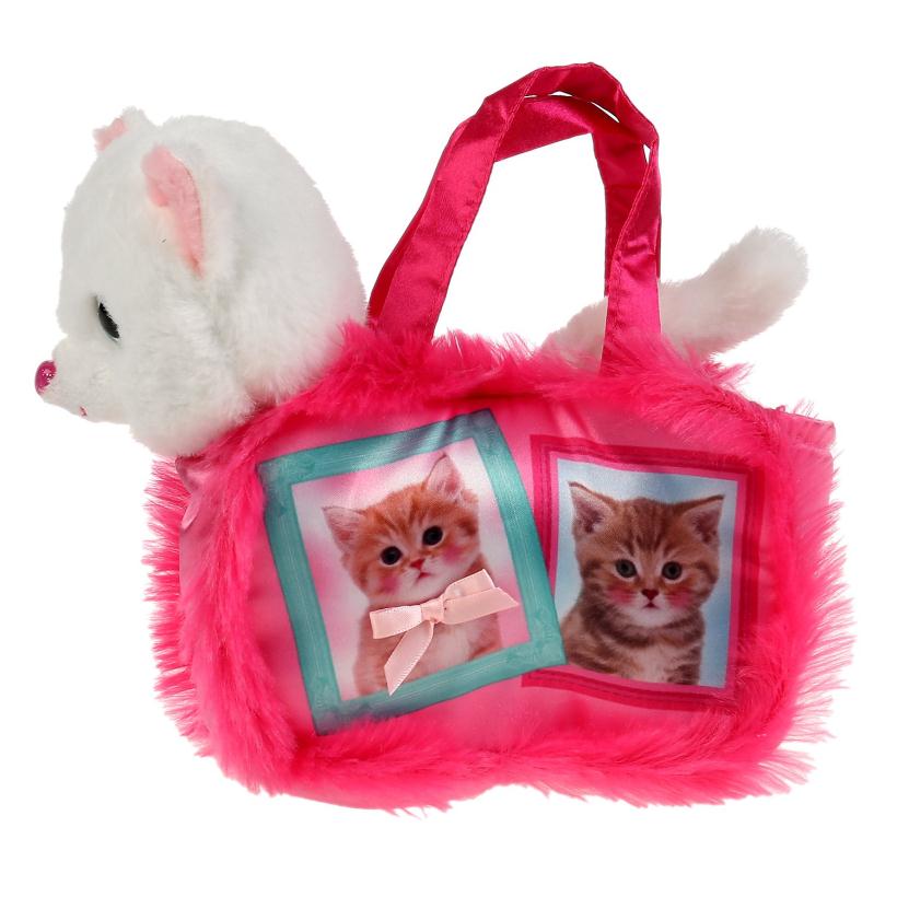 Мягкая игрушка "Мой питомец" Кошка с ожерельем 18 см в сумочке арт.F80083-18X