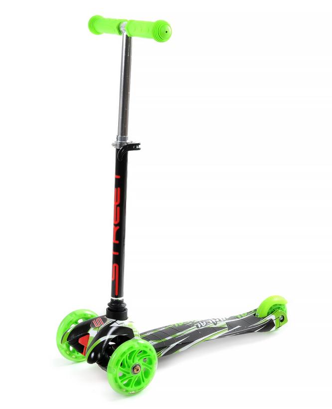 Самокат 3-х колесный с принтом, светящиеся колеса, разные расцветки арт.RR1-S