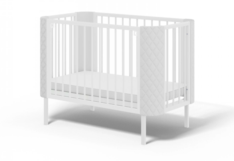 Детская кроватка с маятником Млада Премиум белый (экокожа)