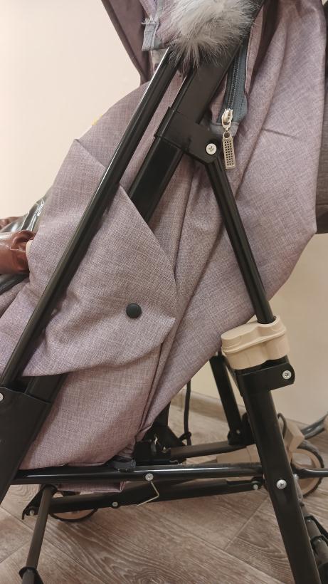 Санки-коляска Galaxy Glory Gloss пудровый с меховой отделкой