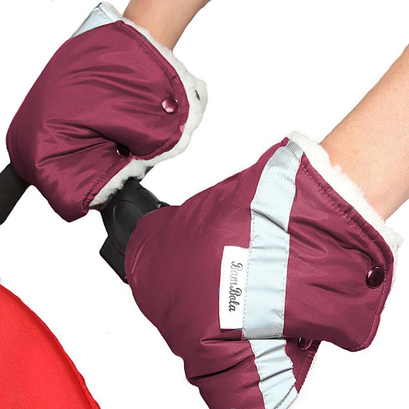 BAMBOLA Муфты-варежки для коляски шерстяной мех+плащевка 055В (бордо)