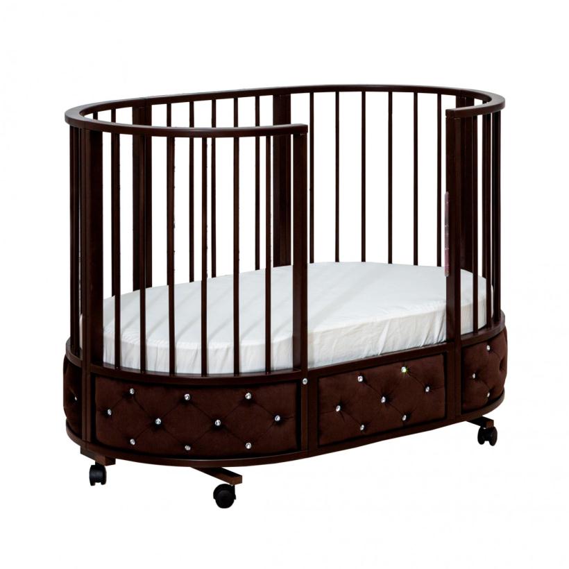 Кровать Островок уюта EVA декор VIP (велюр, стразы) поперечный маятник, колесо, цвет венге