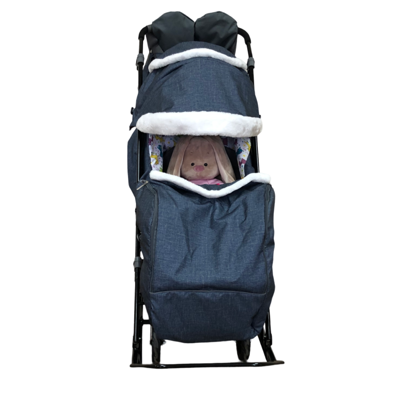 Санки-коляска Galaxy kids 1-1 Plus лен серо-зеленый