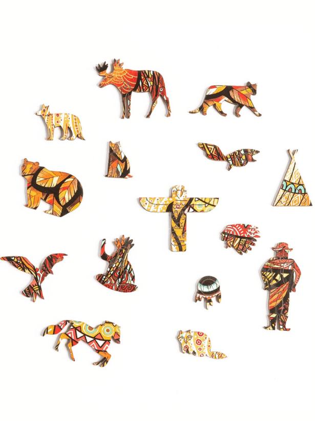 Деревянный пазл Puzzlewood "Американский Бизон", размер М 22х33 см 214 деталей