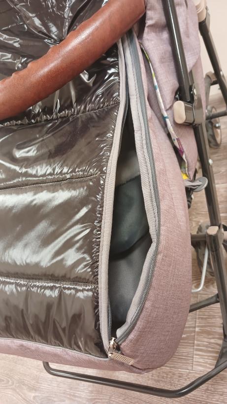 Санки-коляска Galaxy Glory Gloss пудровый с меховой отделкой