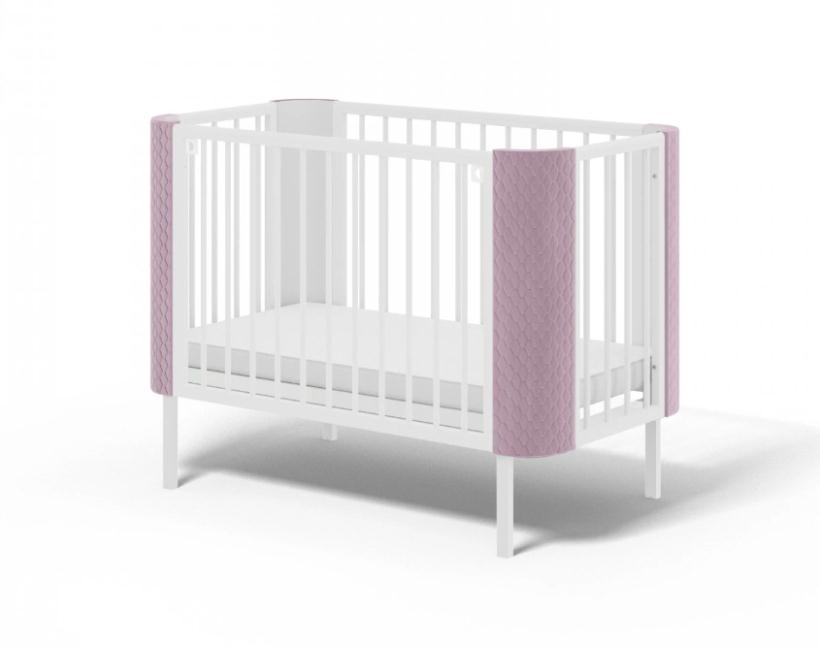 Детская кроватка с маятником Млада Фаворит розовый (велюр)