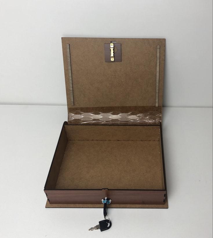 Копилка-книга деревянная "Капитал" вырубка, замок, 2 ключа, 230*270мм арт.КУ-294