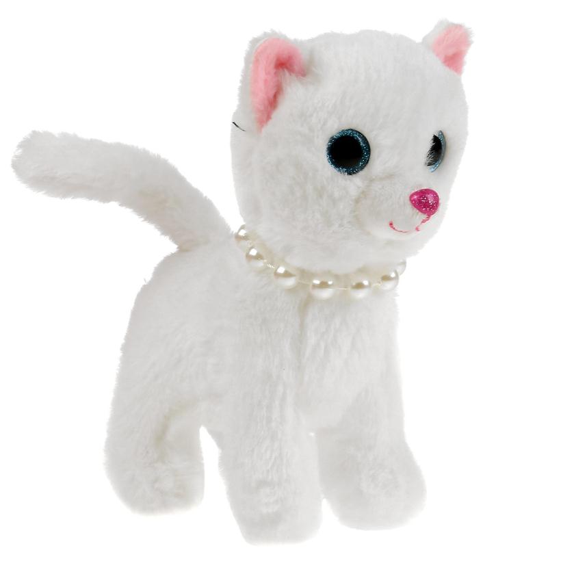 Мягкая игрушка "Мой питомец" Кошка с ожерельем 18 см в сумочке арт.F80083-18X