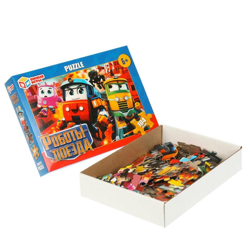 Пазлы 104 элемента Роботы-поезда