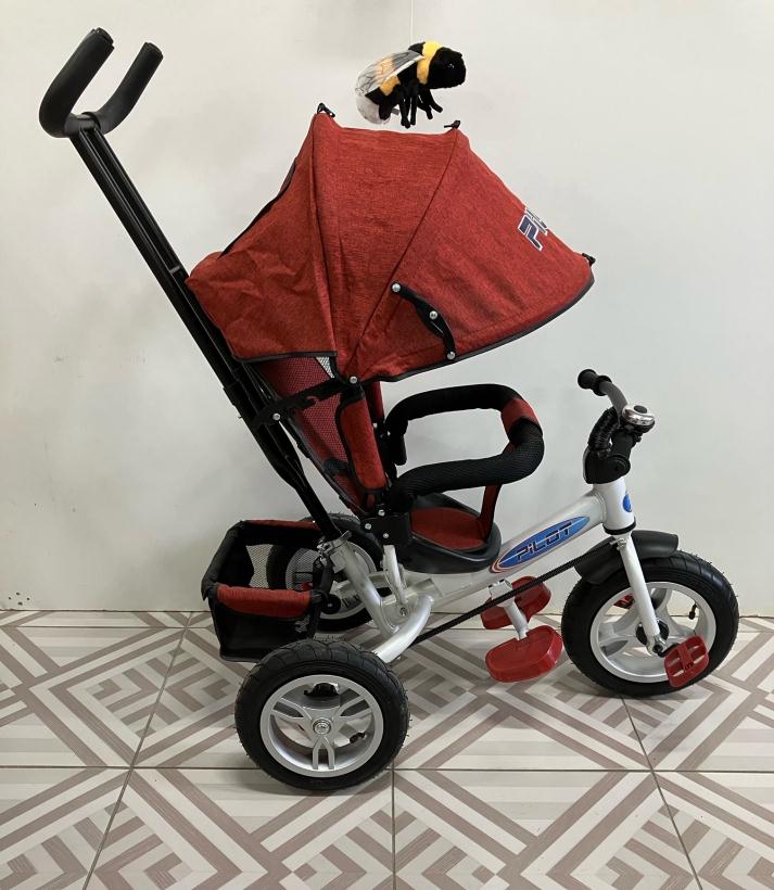 Велосипед трехколесный Pilot, надувные колеса, тормоз, наклоняется спинка, бордовый