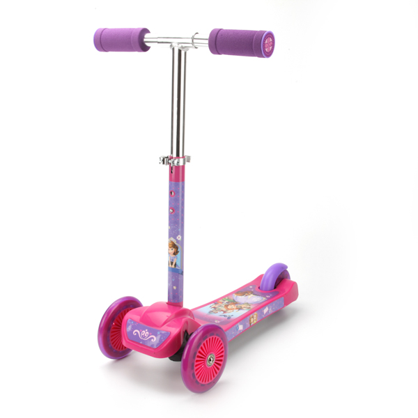 САМОКАТ DISNEY. СОФИЯ ПРЕКРАСНАЯ. 3-Х КОЛ, РАМА-ПЛАСТИК, КОЛЕСА ПВХ - 120*80ММ, ДО 20КГ, ST-PL004-ST