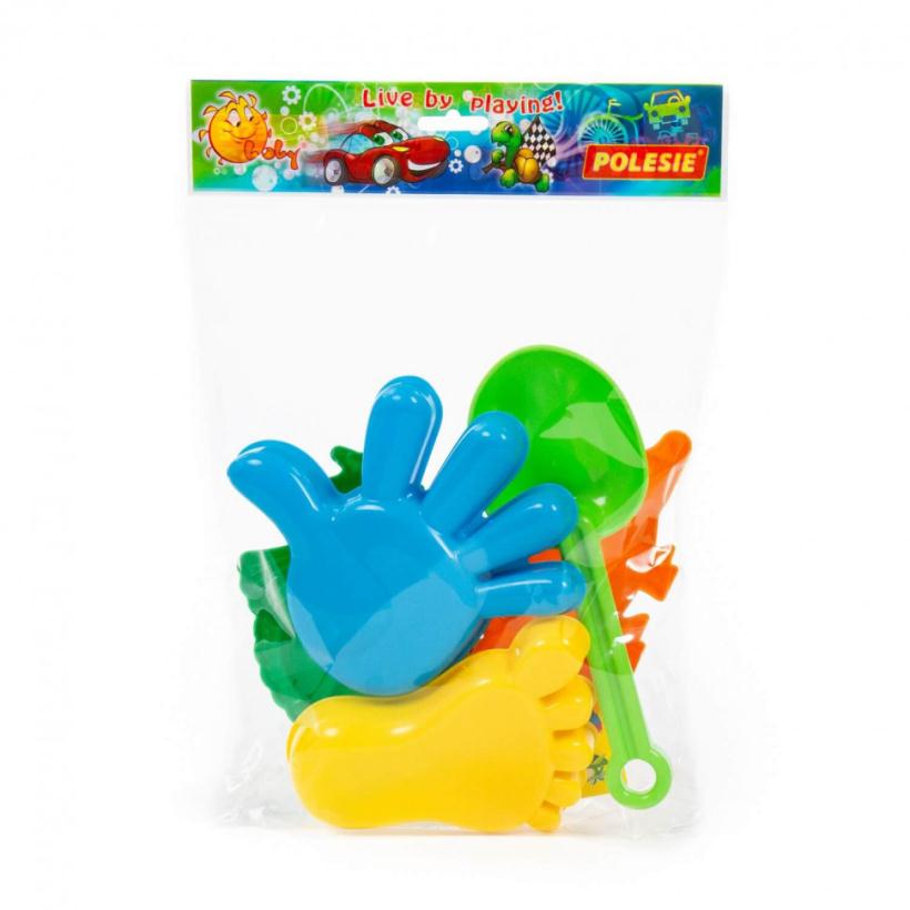 Формочки Набор №371 (ладошка, ручка, совок7, два динозавра)