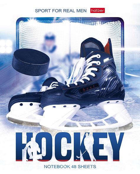 Тетрадь А5 40л Хоккей клетка, офсет, на скобе, обложка мелованный картон