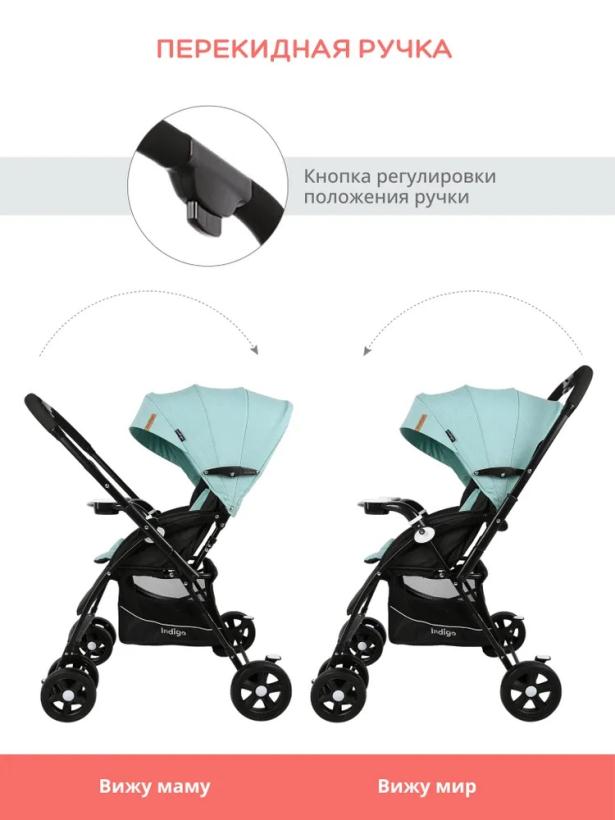 Прогулочная коляска с перекидной ручкой Indigo Milly мятный